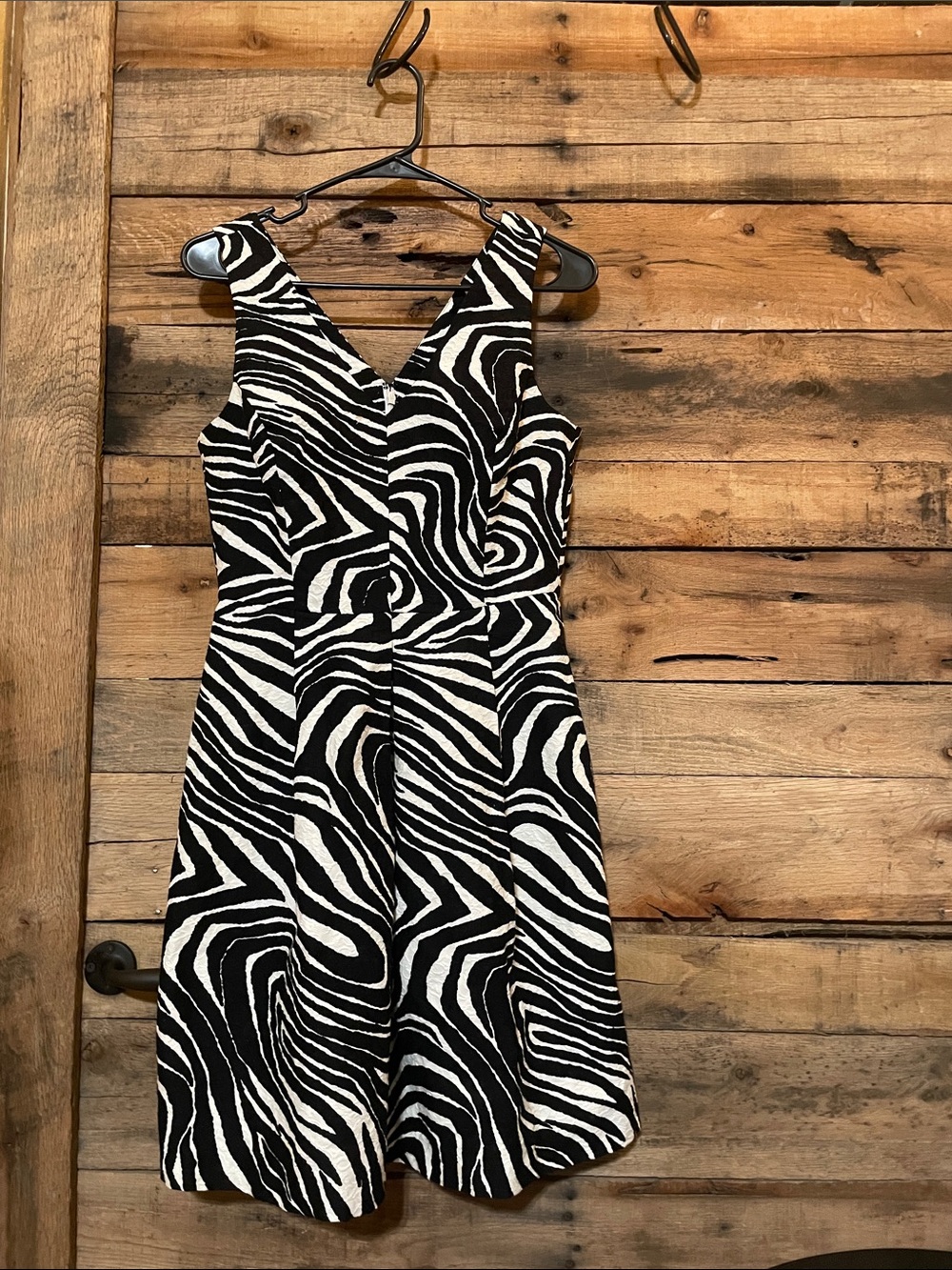 Banana Republic Black and White Zebra Print V-Neck Mini Dress